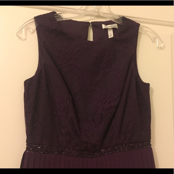 Purple Lace and Pleats Mini Dress - Picture 3 of 5